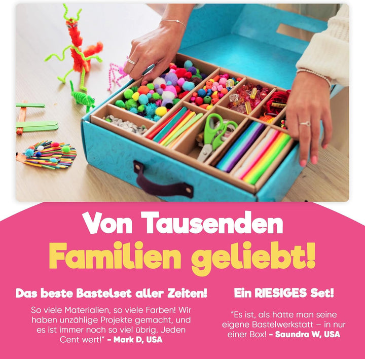 Blue Squid Bastelset für Kinder - 3000+ Teile Bastelbox - Riesiger Bastelwagen für Kinder Bastelbeda