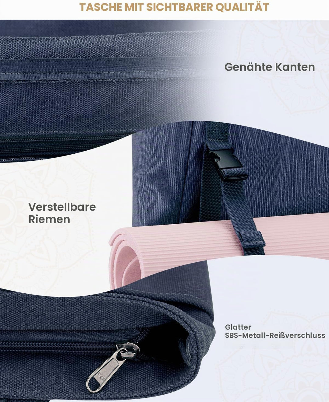 Gonex Yogatasche, Yogamatte Tasche mit Mehreren Taschen für Damen und Herren, Canvas wasserdichte To