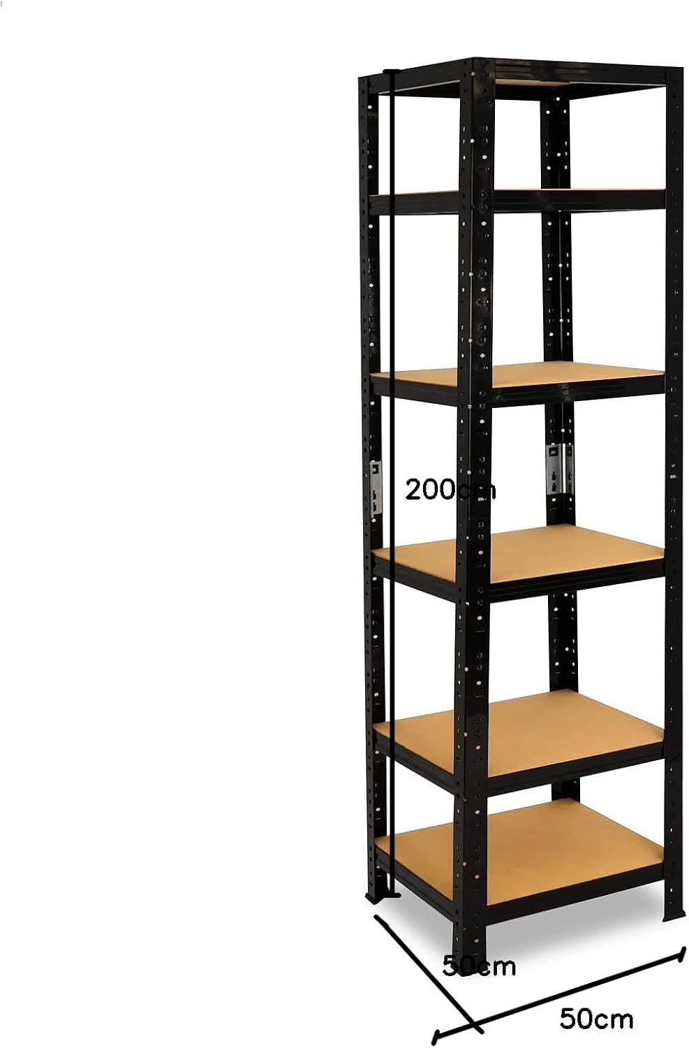 shelfplaza® 200x50x50cm BLACK Schwerlastregal schwarz/Metallregal schwarz 6 Böden à 145kg Tragkraft/