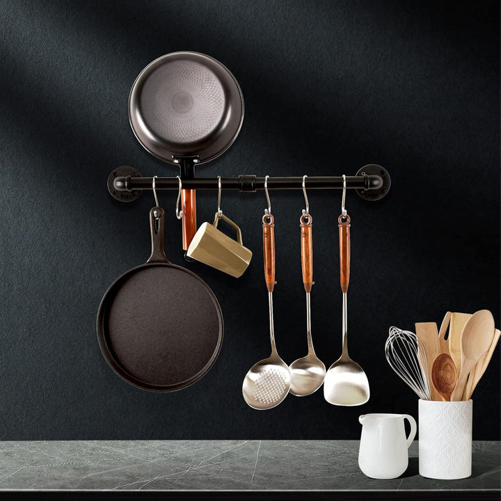 Rohr Topf Pan Rack Wandbefestigte industrielle Utensil Deckel Halter Kochgeschirr Aufhänger Küche Or