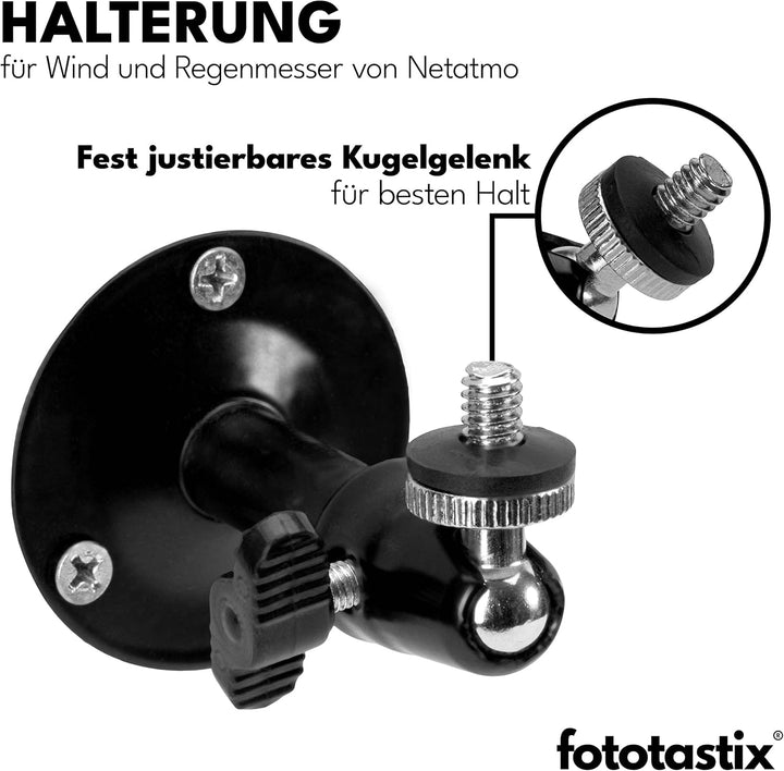 Halterung für Windmesser und Regenmesser - kompatibel mit Netatmo Schwarz, Schwarz