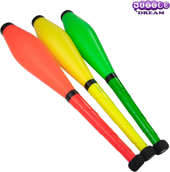 3 x JuggleDream Jonglierschläger Orange, Gelb, Grün, Orange, Gelb, Grün