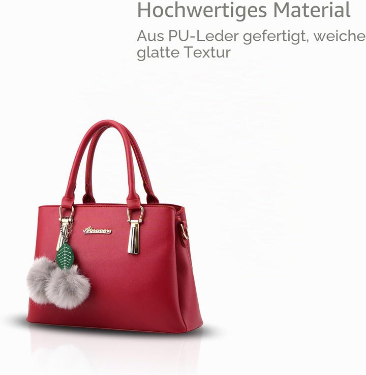 Nicole&Doris Neue PU-Leder beiläufige Art und Weise Handtasche Schultertasche Messenger Bag Rot, Rot