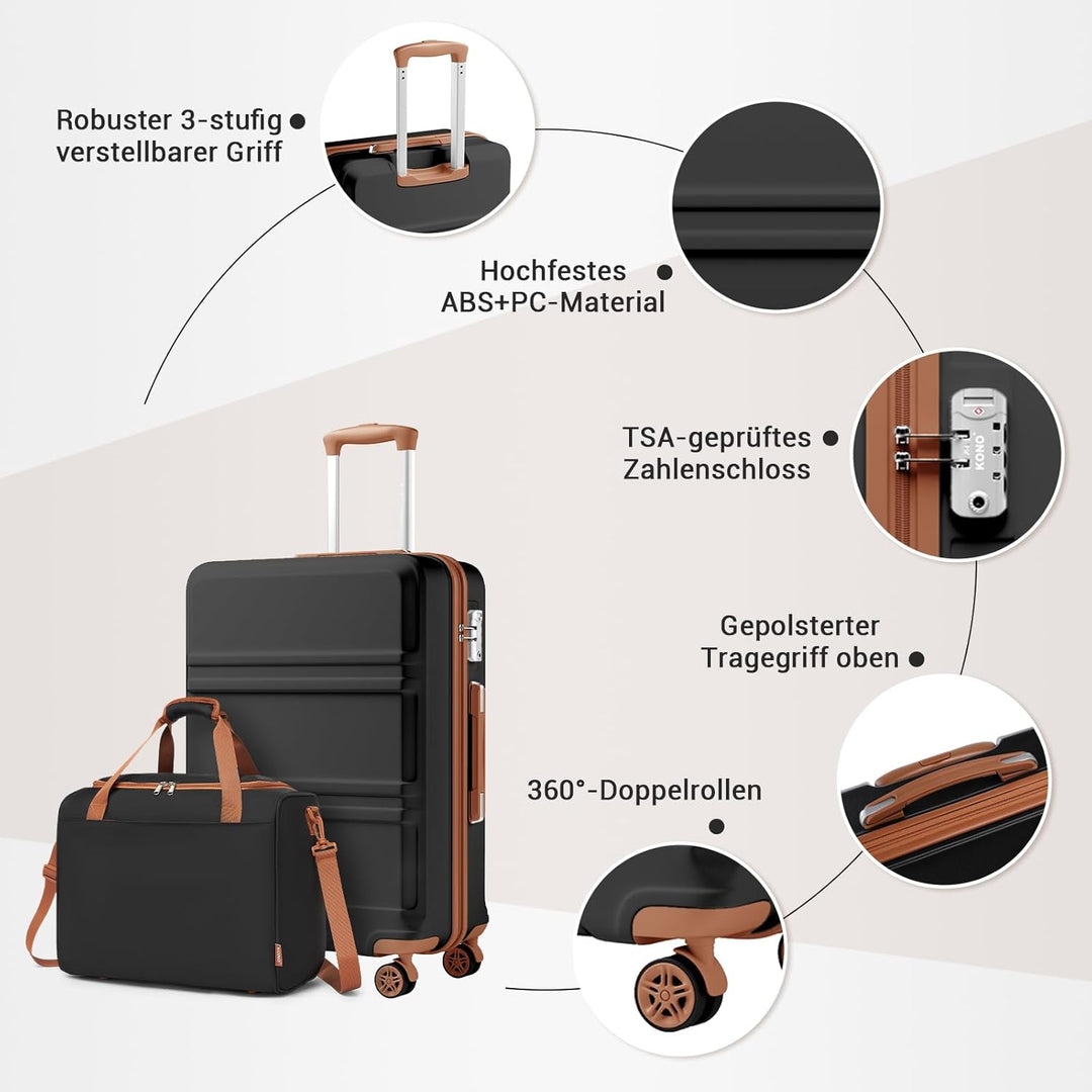 KONO Mittelgross Reisekoffer Rollkoffer Set Gepäcksets 2 Teilig, 65cm Mittelgross Trolley Koffer mit