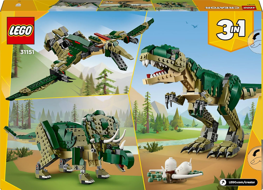 LEGO Creator T.Rex, 3-in-1-Dino zum Umbauen in einen Triceratops oder Pterodaktylus, bewegliches Din
