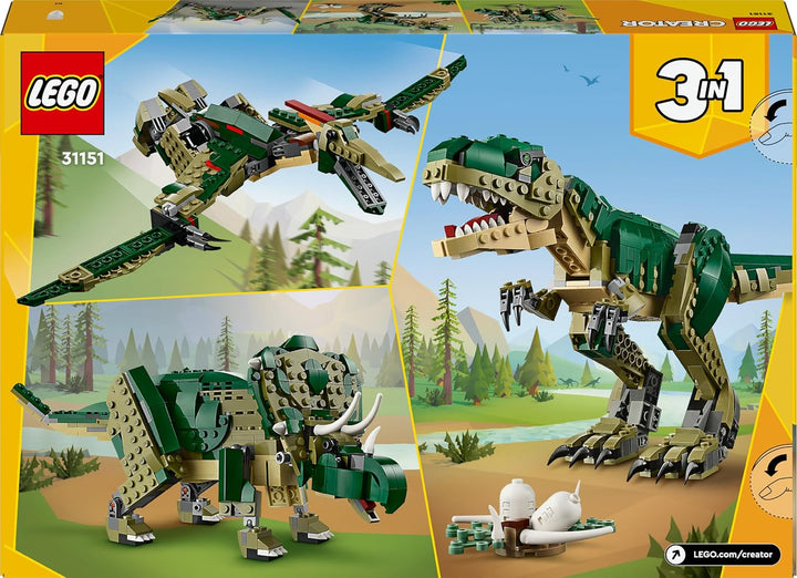 LEGO Creator T.Rex, 3-in-1-Dino zum Umbauen in einen Triceratops oder Pterodaktylus, bewegliches Din