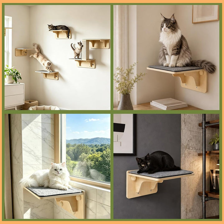 Katzen Hängematte, Katzen Fensterliege, Holz Katzenbett Fenster | mit Abnehmbarem Bezug, Weiche Katz
