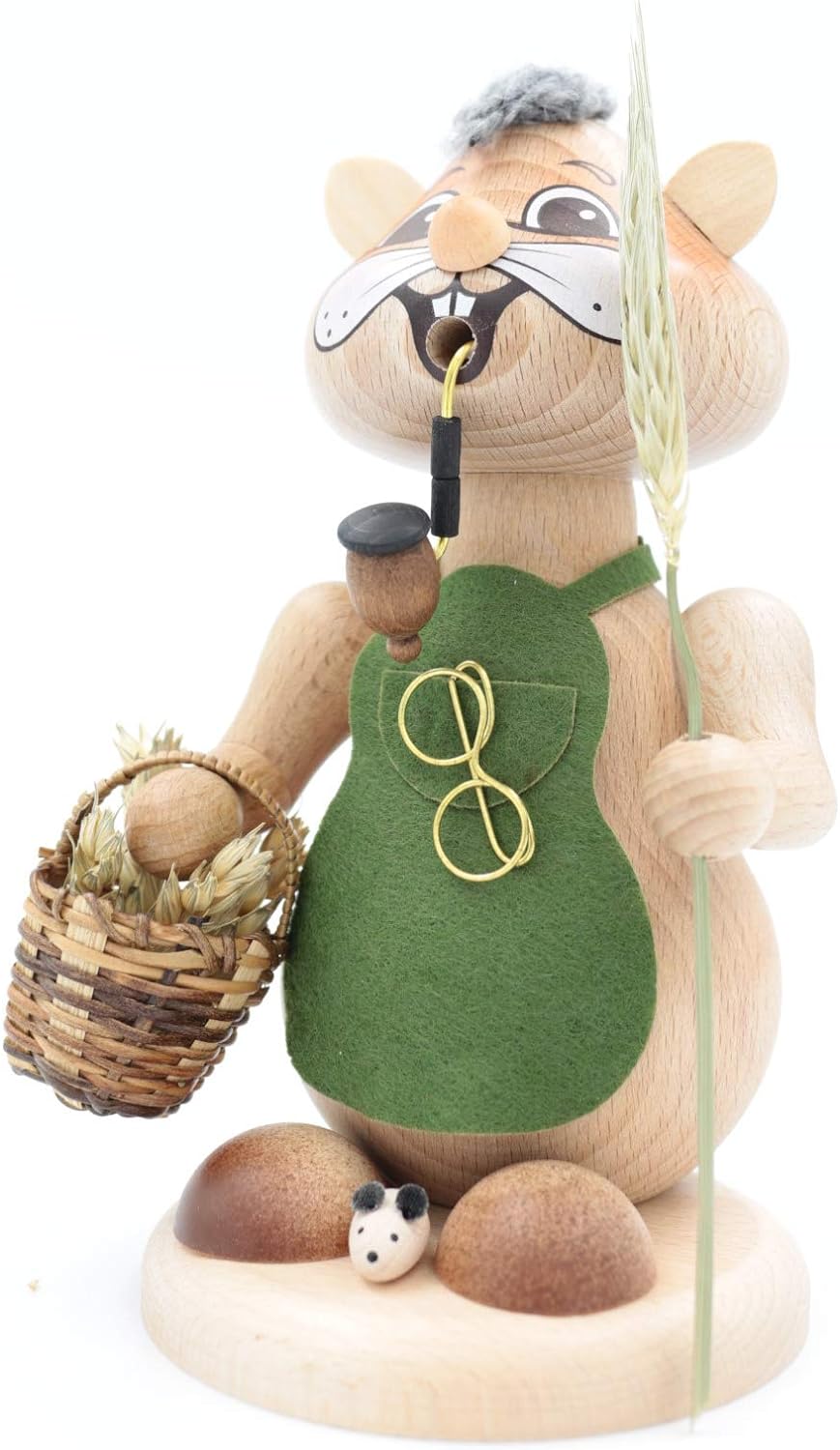 Kuhnert - Erzgebirgische Holzkunst Räuchermann Räucherfigur Hamster 18cm - Urhamster Mann, Urhamster