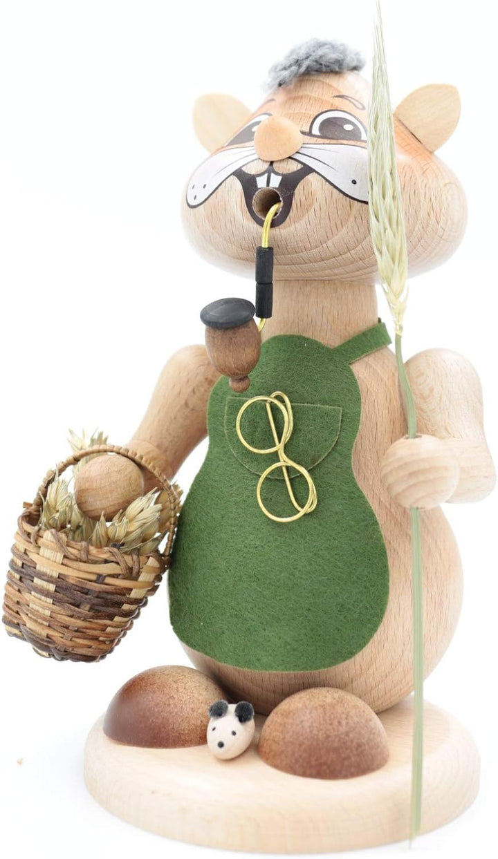 Kuhnert - Erzgebirgische Holzkunst Räuchermann Räucherfigur Hamster 18cm - Urhamster Mann, Urhamster