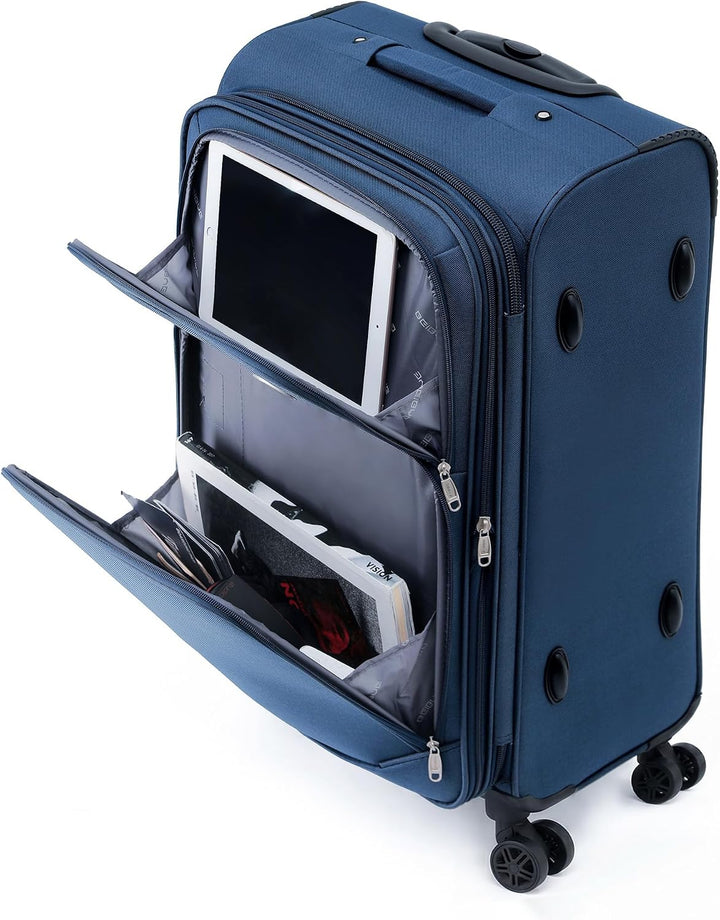 BEIBYE 4 Rollen Reisekoffer 3tlg.Stoffkoffer Handgepäck Kindergepäck Gepäck Koffer Trolley Set-XL-L-