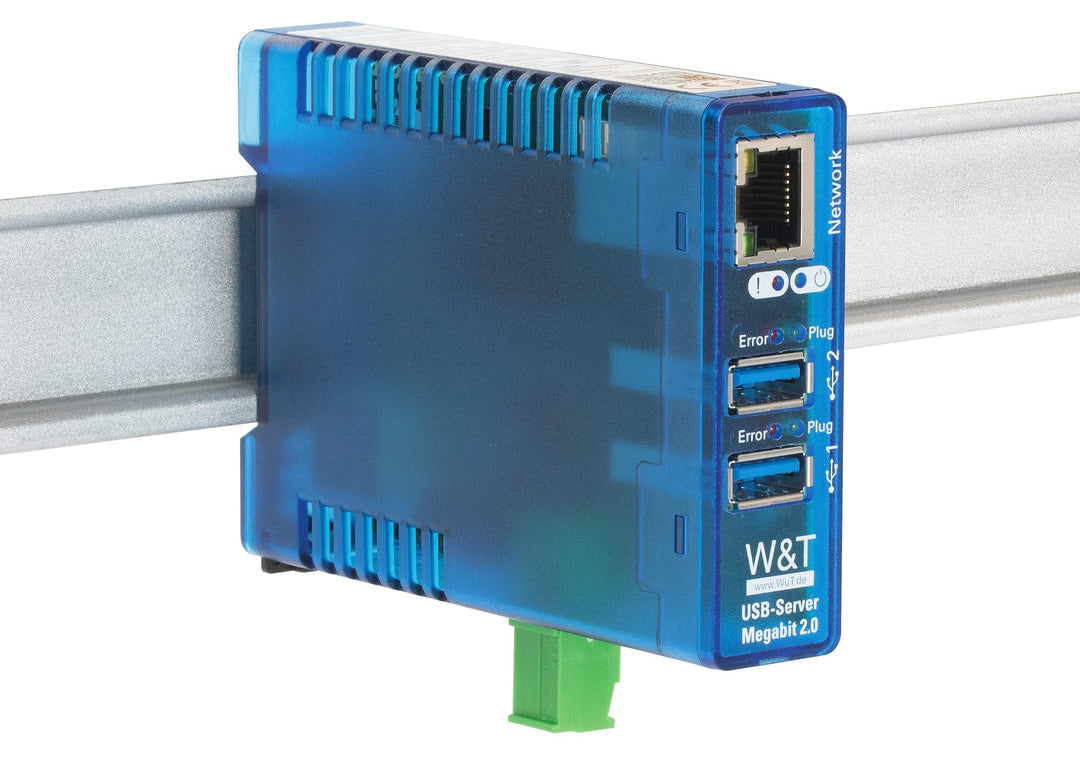 Wiesemann & Theis USB Server Megabit | Dongle Device Server | USB Over Ethernet Adapter (1x LAN, 2X