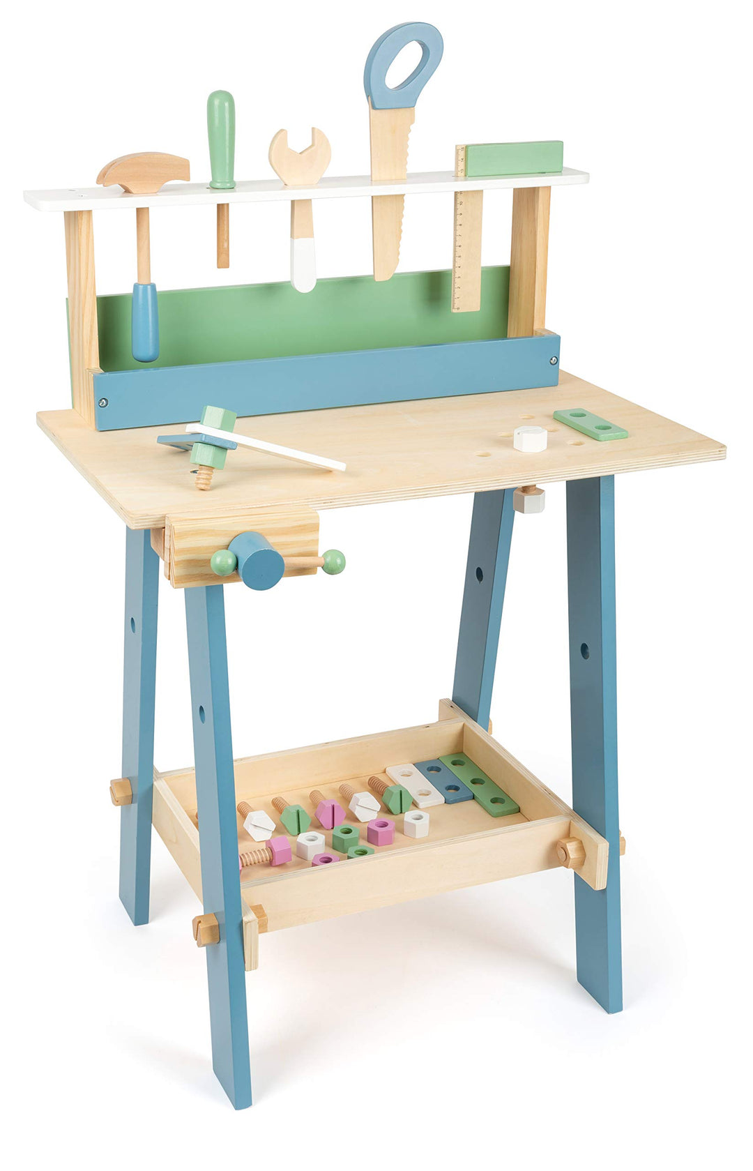 small Foot Werkbank Nordic aus Holz, inkl. Werkzeugen und Zubehör, Rollenspielzeug für Kinder, ab 3