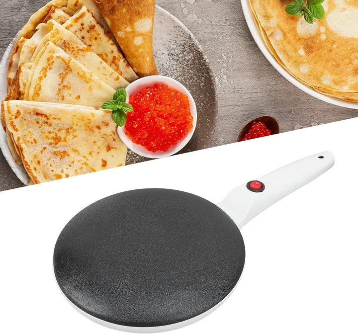 Elektrischer Antihaft Crêpe-Maker 8-Zoll mit Temperaturregelung, Langem Griff für Pfannkuchen Omelet