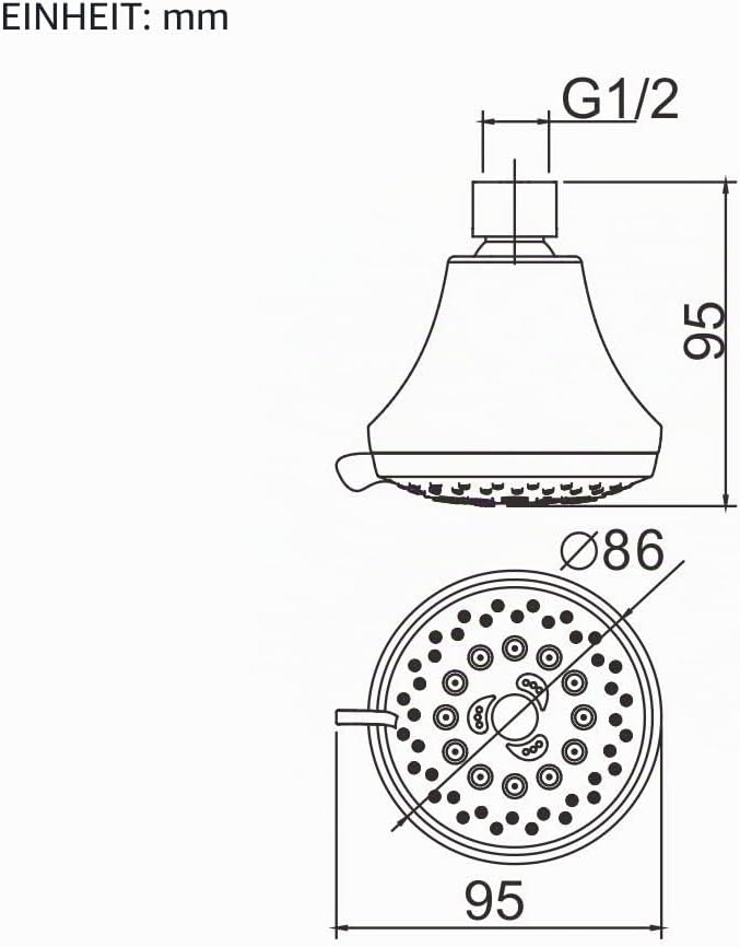 Ibergrif M20260 - Wandbrause mit Arm, Gartendusche Brausekopf mit 5 Strahlarten, Chrom, Silber