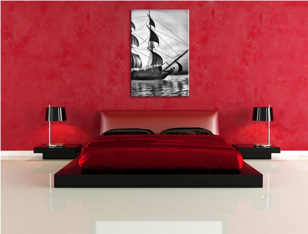 Pixxprint Altes Segelschiff 100x70cm Leinwandbild Wandbild Kunstdruck, 100x70