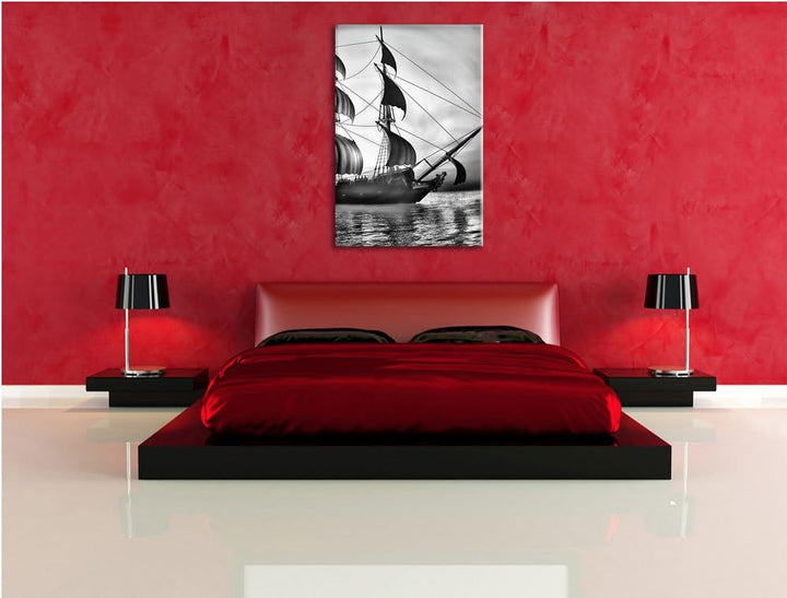 Pixxprint Altes Segelschiff 100x70cm Leinwandbild Wandbild Kunstdruck, 100x70
