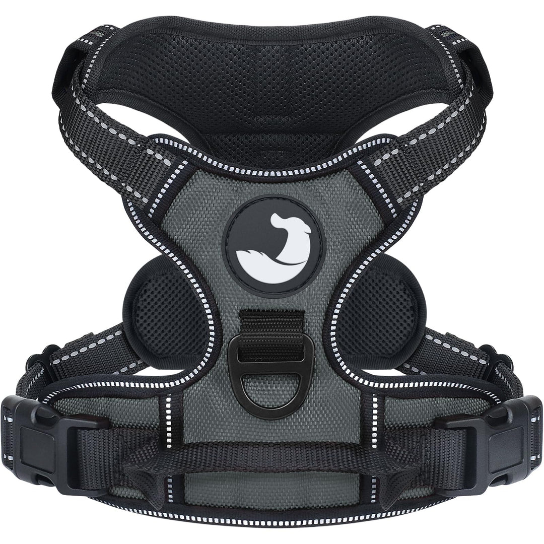 Joytale Anti-Zug Hundegeschirr für grosse Hunde, Grau, L | Perfekter Sitz, gepolstert &amp; reflektieren