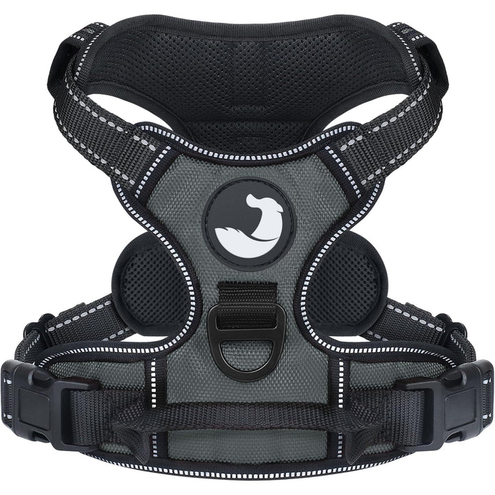 Joytale Anti-Zug Hundegeschirr für grosse Hunde, Grau, L | Perfekter Sitz, gepolstert &amp; reflektieren