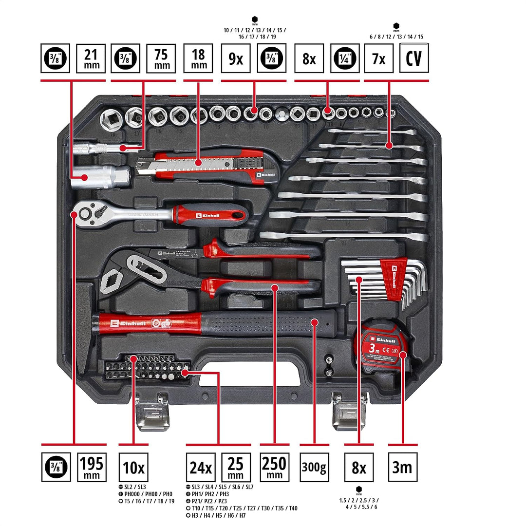 Einhell 100-tlg. Werkzeugkoffer