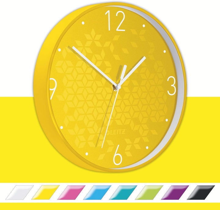 Leitz Wanduhr WOW, Gelb, 32.5 x 31.1 cm WOW Gelb, WOW Gelb