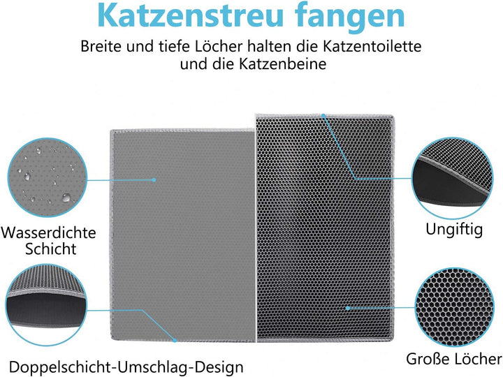 Pieviev Katzenklo Matte, Katzenstreu Matte Katzenklo Unterleger Waben Design Katzenklo Vorleger wass
