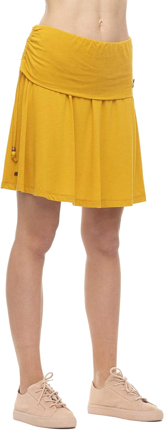 Ragwear VILLIA Damen,Rock,kurzer Sommerrock,Stoffrock,leicht,breiter Bund,vegan,Yellow,L