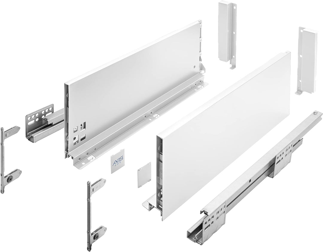GTV Schubladenschienen AXIS PRO I Schubladenauszüge mit Vollauszug I Weiss I Belastbarkeit bis 40 kg