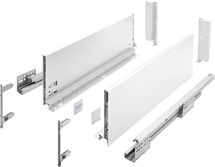 GTV Schubladenschienen AXIS PRO I Schubladenauszüge mit Vollauszug I Weiss I Belastbarkeit bis 40 kg