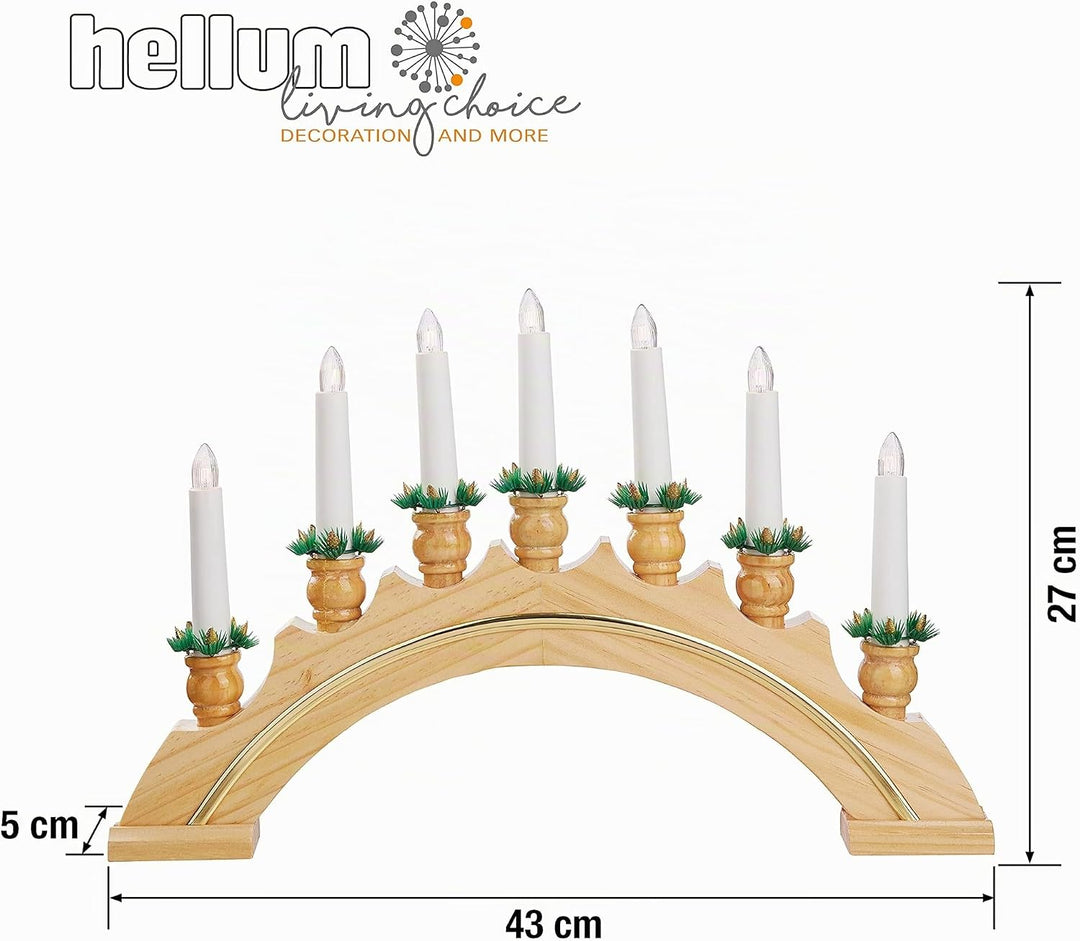 hellum Schwibbogen Weihnachten, 43x27cm, Lichterbogen Weihnachten mit Strom und Schalter, Schwibboge