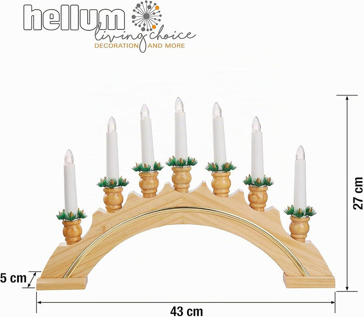 hellum Schwibbogen Weihnachten, 43x27cm, Lichterbogen Weihnachten mit Strom und Schalter, Schwibboge