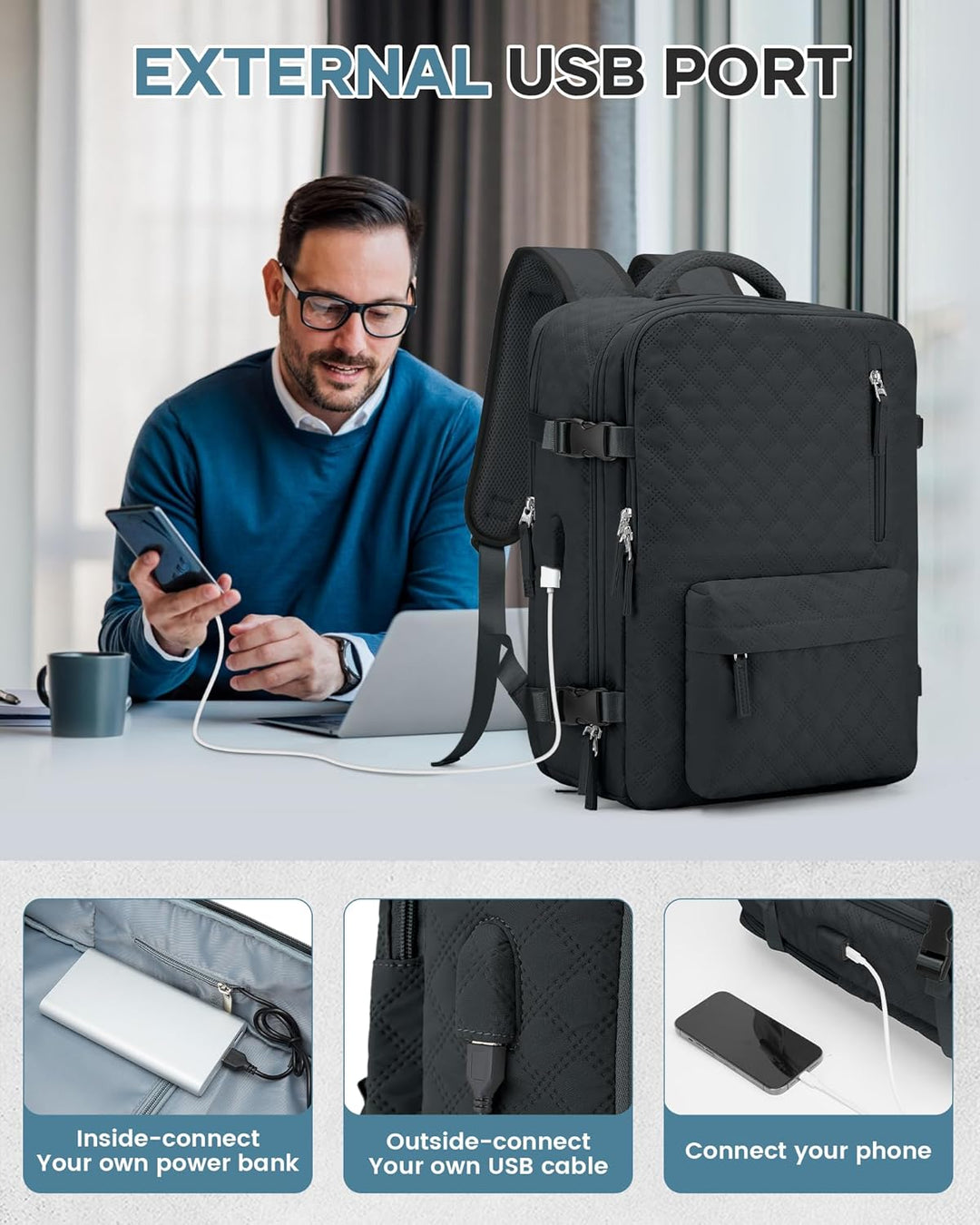 BJLFS Vakuum Rucksack Handgepäck Flugzeug Ryanair 40x20x25 Rucksack mit pumpe Airback-Handgepäck Dam