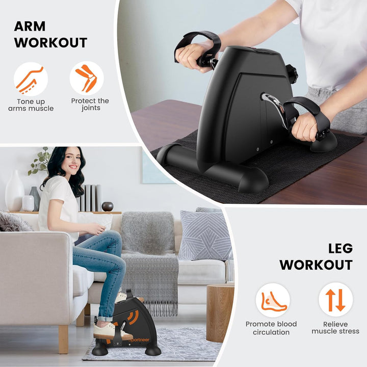 Sportneer Pedaltrainer für Senioren,Mini Heimtrainer mit LCD-Display, Fitnessgeräte für Zuhause – Ti