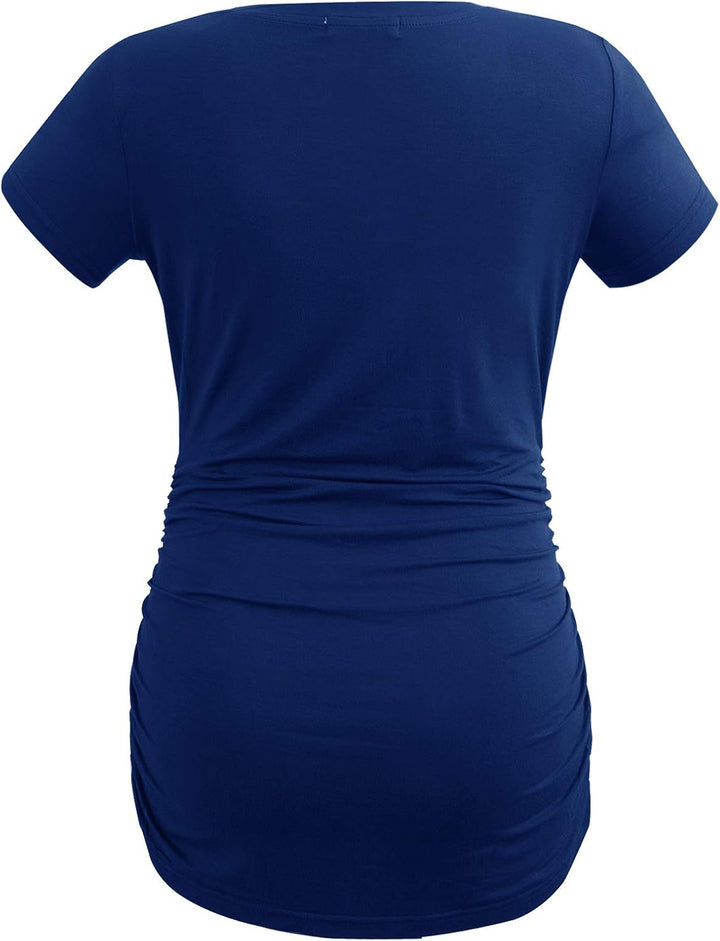 Smallshow Damen Umstandsmode Tops Seitlich Geraffte Schwangerschafts Umstandstop 3er Pack M Marine/W