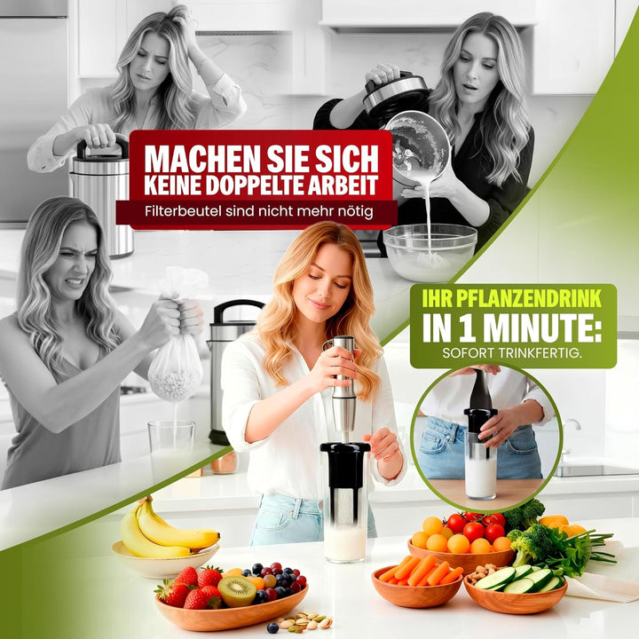 Vegan Milker BLACK, Pflanzenmilchbereiter, Sojamilch Maschine, Nussmilchbereiter, Pflanzenmilch Make