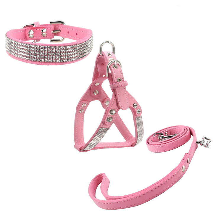 Hundehalsband &amp; Geschirr &amp; Leinen Sets Mode Komfortable Hundehalsband Diamante mit Geschirr &amp; Leinen
