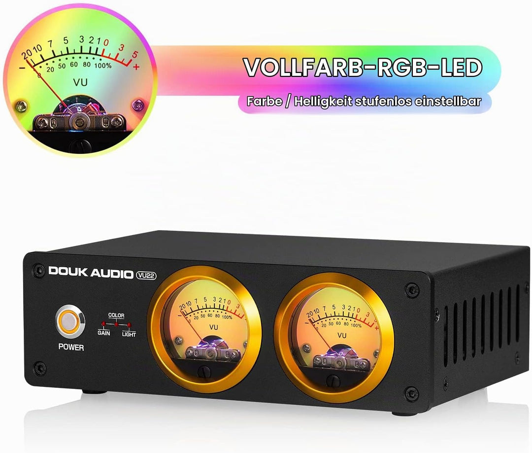 Douk Audio VU22 Duales analoges VU Meter Display DB Panel Musikspektrum MIC und LINE Schallpegelmess