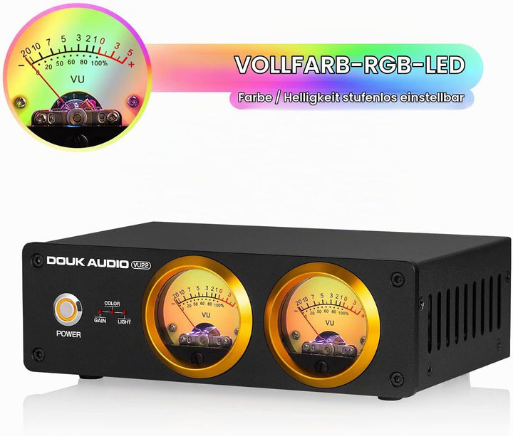 Douk Audio VU22 Duales analoges VU Meter Display DB Panel Musikspektrum MIC und LINE Schallpegelmess