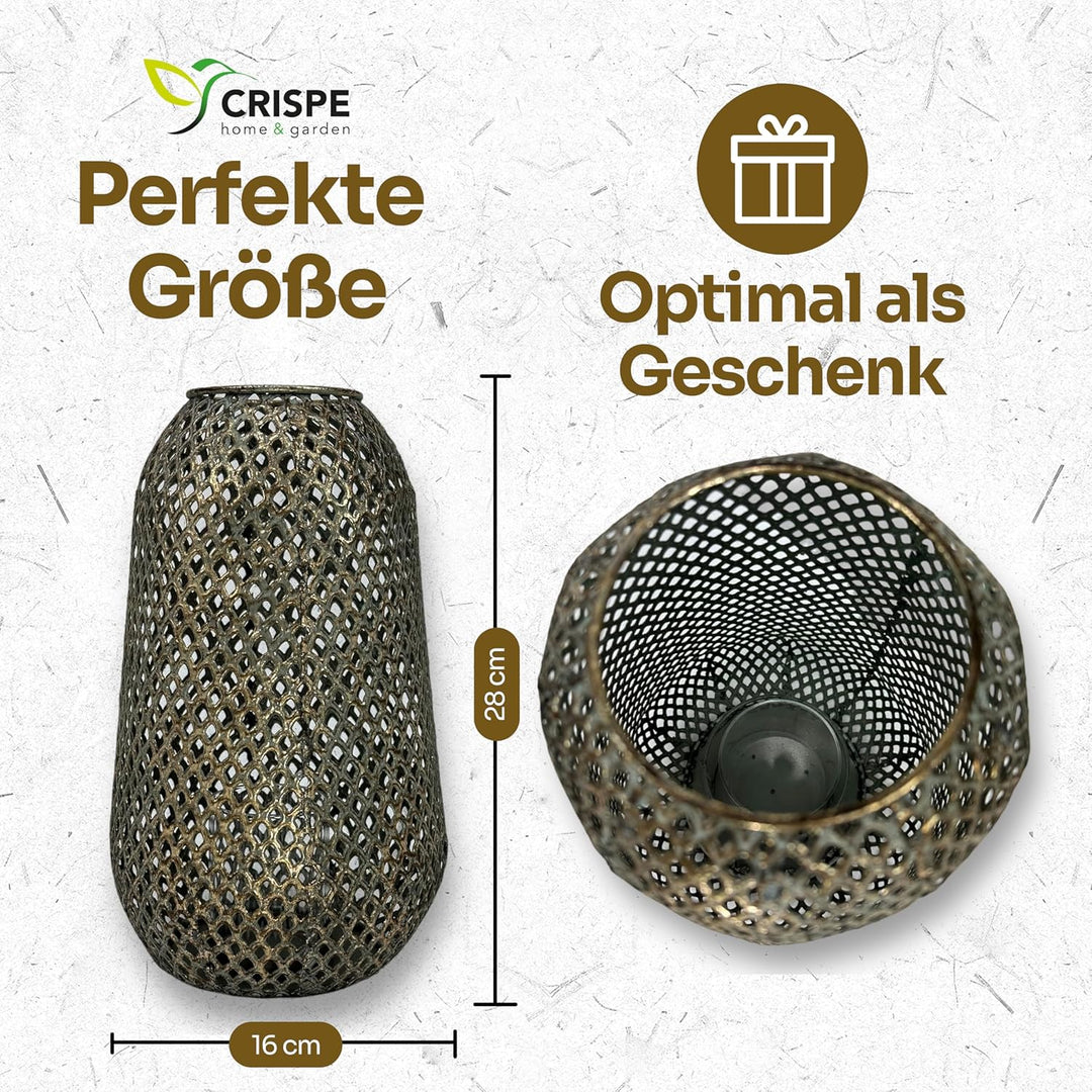 Crispe Home & Garden | orientalisches Windlicht aus Metall | Laterne Madras | Türkis/Gold | Höhe 28
