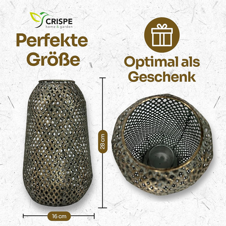 Crispe Home & Garden | orientalisches Windlicht aus Metall | Laterne Madras | Türkis/Gold | Höhe 28