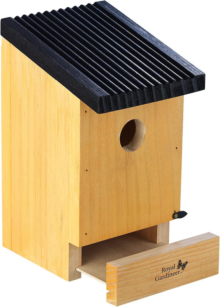 Royal Gardineer Vogelnistkasten: 4er-Set Tannenholz-Nistkästen für Wildvögel, 22x14x12 cm, vormontie