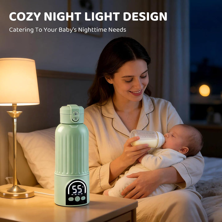 Tragbarer Baby Flaschenwärmer, Kabelloser Milchwärmer mit 500ml Kapazität, 140W Schnellaufheizung, L