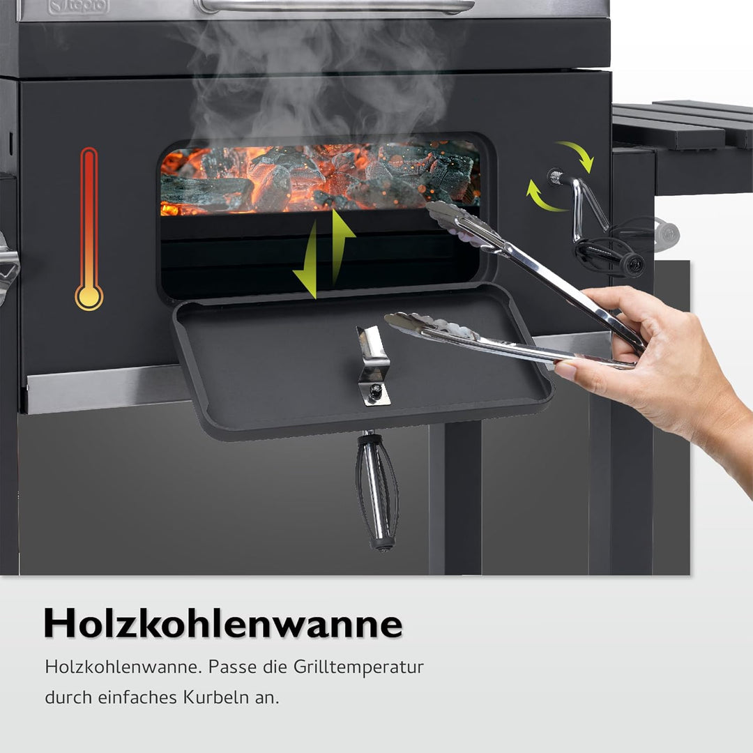 tepro Holzkohlegrill Grillwagen Toronto Click, Grillfläche: ca. 56 x 41,5 cm,