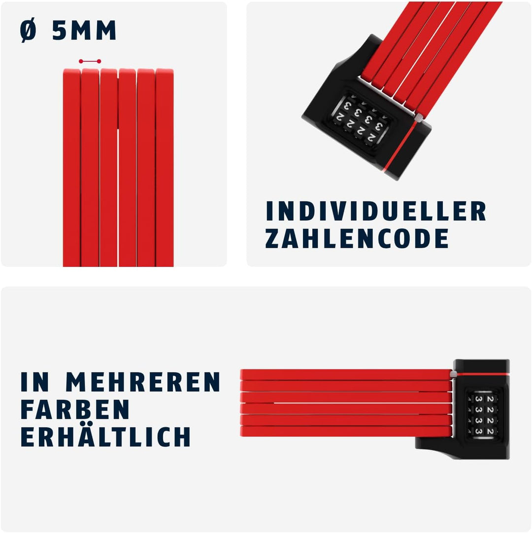ABUS Faltschloss Bordo uGrip 5700C SH mit Halterung - Fahrradschloss mit Zahlencode und 5 mm starken