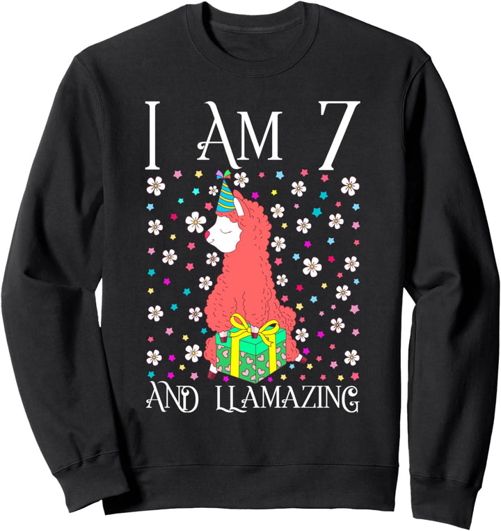 Kids I'm 7 Llamazing Gift Girl Llama Cute Happy 7th Birthday Sweatshirt