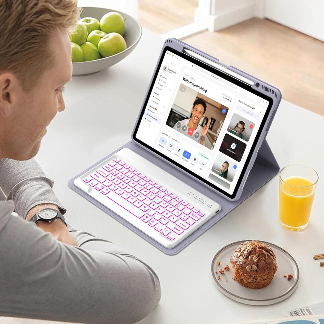 Hülle Beleuchtete Tastatur für Air 13 Zoll (2025/2024) M3/M2, QWERTZ Magnetisch Abnehmbare Keyboard