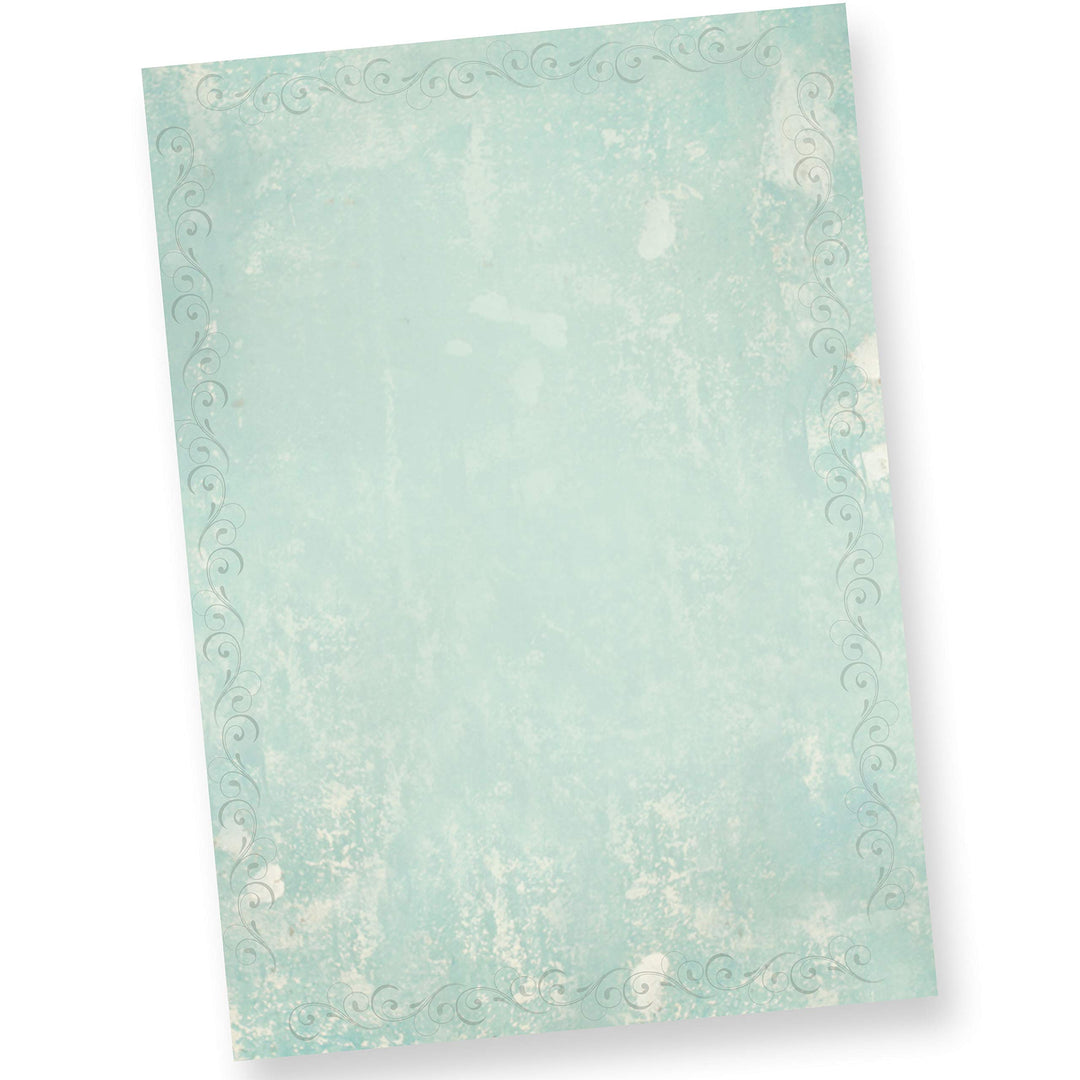 Briefpapier Türkis Grün marmoriert (1000 Blatt) Vintage-Retro Beidseitig DIN A4 297 x 210 mm 90 g/qm