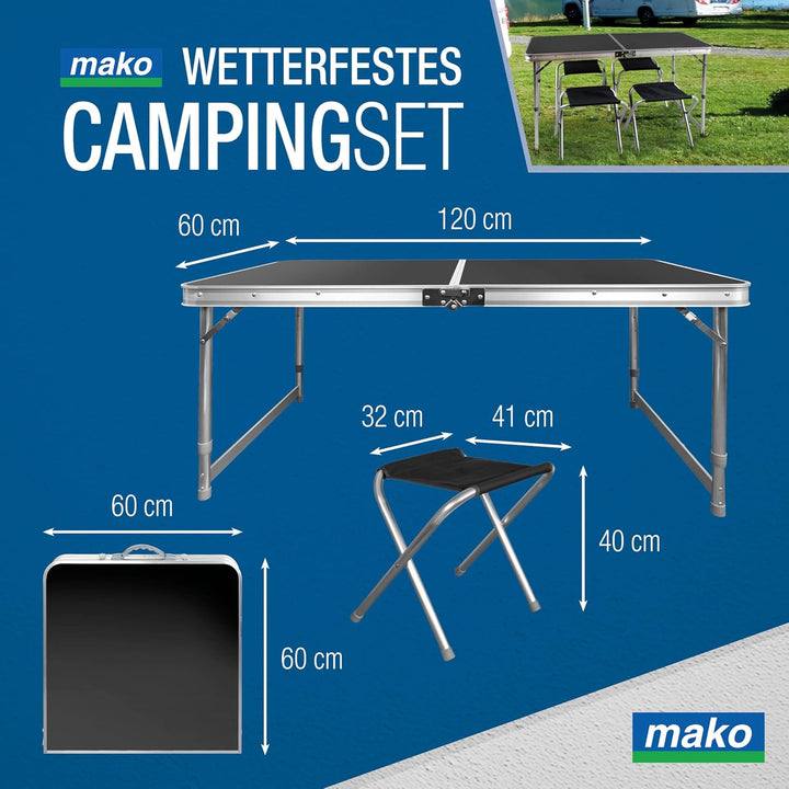 Faltbarer Campingtisch mit Klappfunktion – Stabiler Alu-Klapptisch mit 4 mm MDF-Platte – Höhenverste