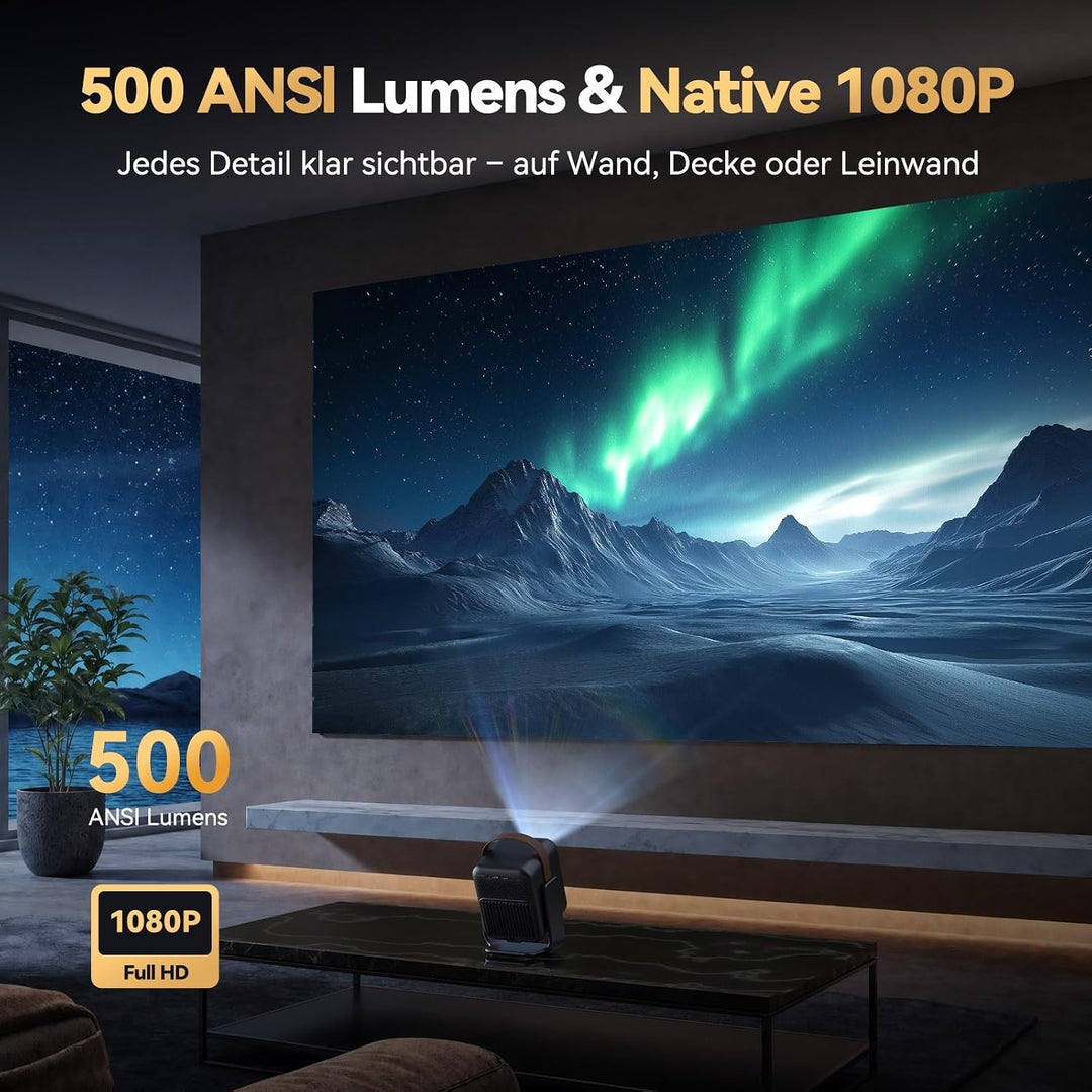 WANBO Togo Pro Akku Smart Beamer Google TV Netflix, Tragbar Projektor mit 3,5h Akku für Outdoor &amp; He
