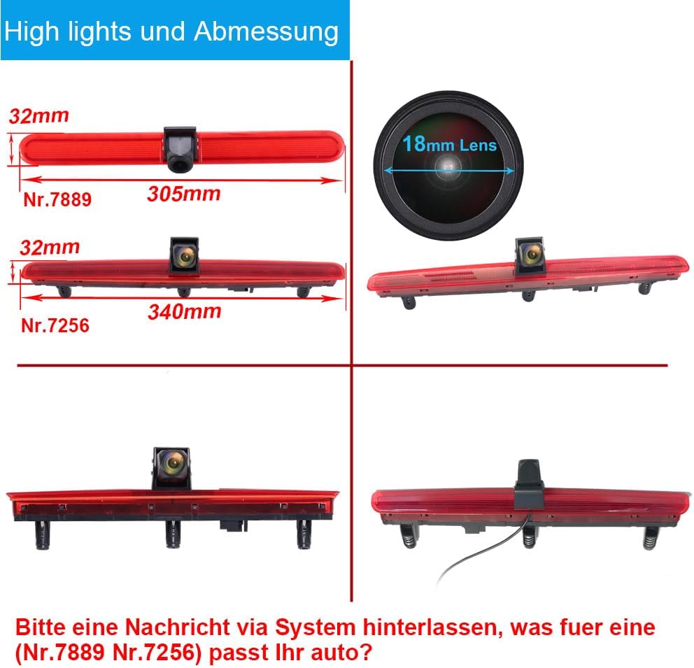 1280 * 720 Brake Bremsleuchte Auto Kamera Third roof Bremslicht Rückfahrkamera Replacement for VW Mu