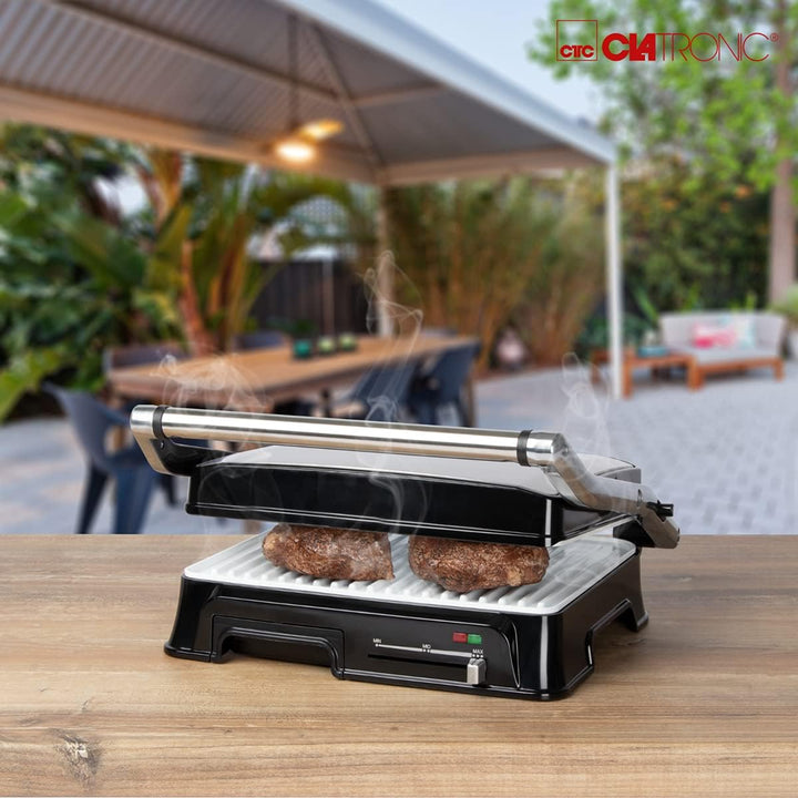 Clatronic KG 3571 elektrischer Kontaktgrill, Multigrill, Elektrogrill für beidseitiges & fettfreies